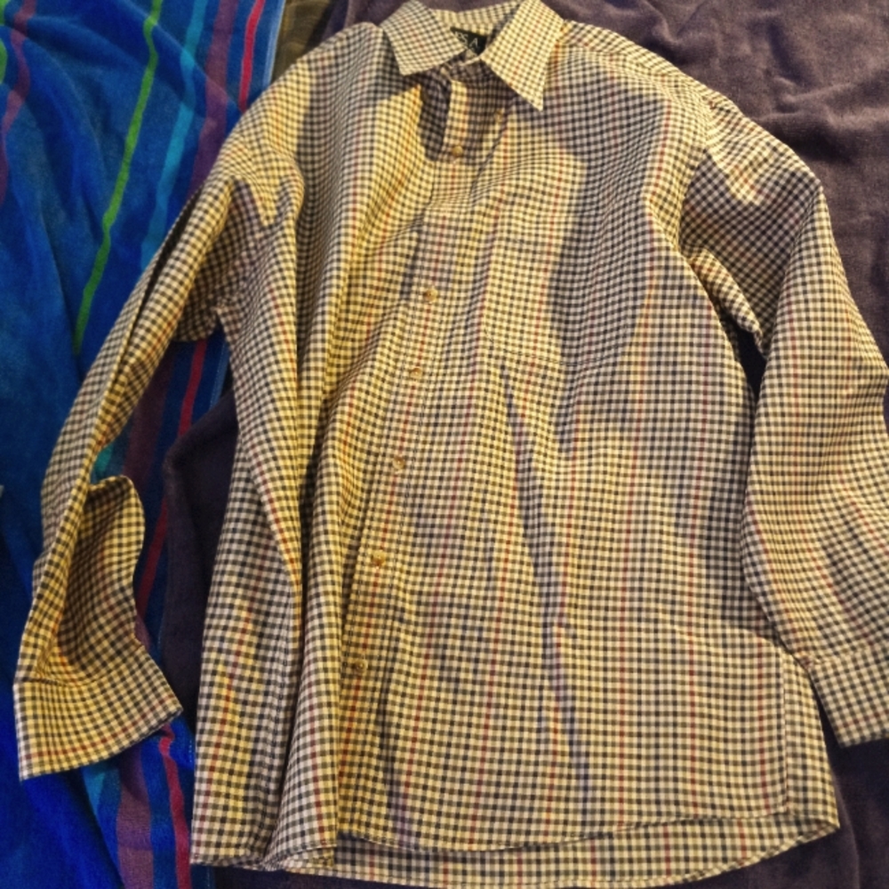 Jos A. Bank Mens XL Brown Plaid Button Up